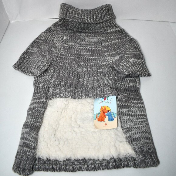 KOOLTAIL Dog Thermal Sweater Turtleneck Cable Knitwear – Grey, Size M – Warm Win - Picture 2 of 4